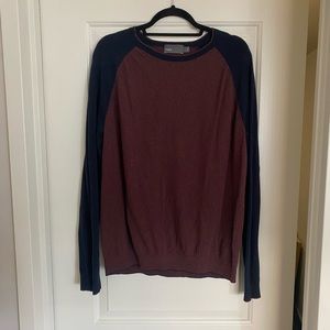 Vince crew neck sweater, red and blue